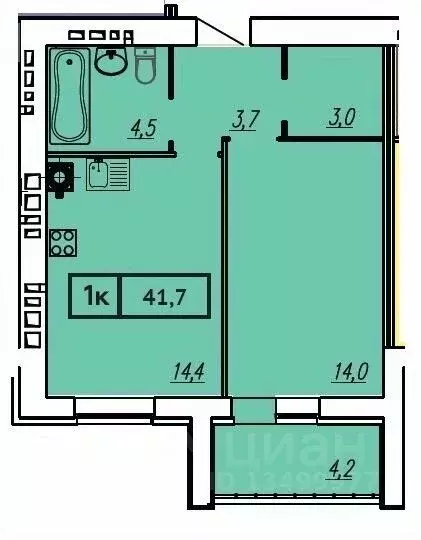 1-к кв. Ивановская область, Иваново ул. Постышева, 8А (41.7 м) - Фото 1