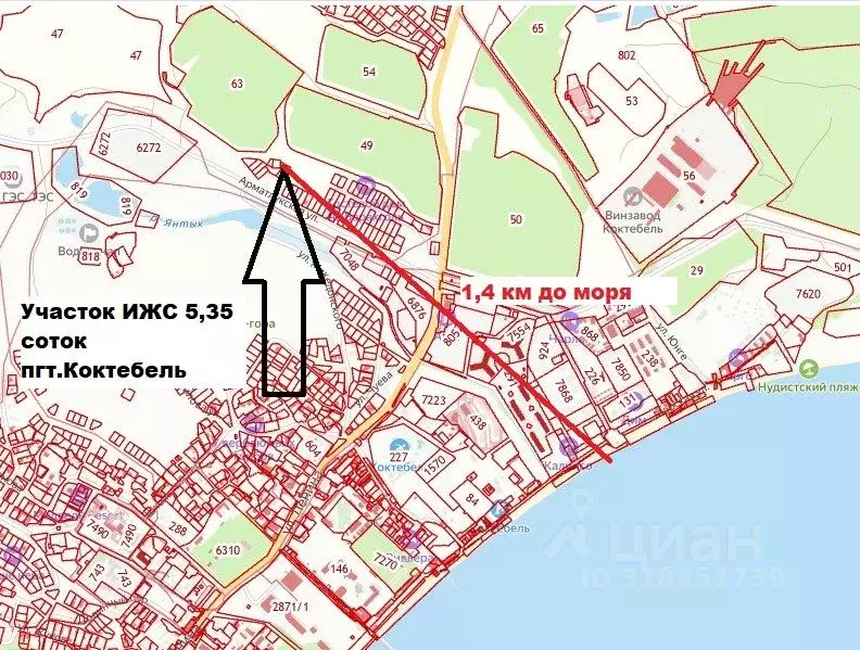 Участок в Крым, Феодосия муниципальный округ, Коктебель пгт ул. ... - Фото 0