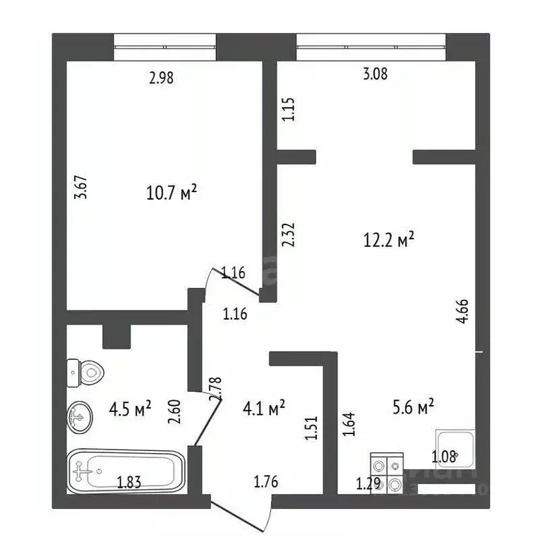 1-к кв. Тюменская область, Тюмень ул. Газовиков, 73к4 (40.2 м) - Фото 1