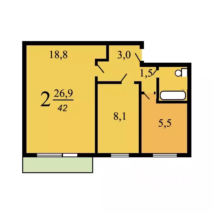 2-к кв. Москва Большая Черемушкинская ул., 10К2 (42.0 м) - Фото 1