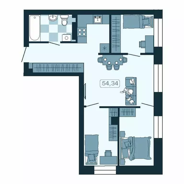 3-комнатная квартира: Владивосток, улица Борисенко, 100Кс1 (54.34 м) - Фото 1