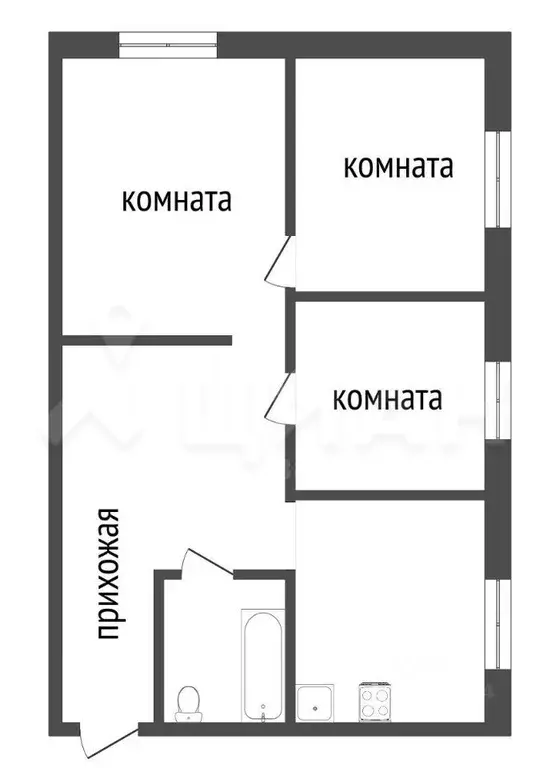 3-к кв. Архангельская область, Архангельск ул. Почтовый тракт, 28к1 ... - Фото 1