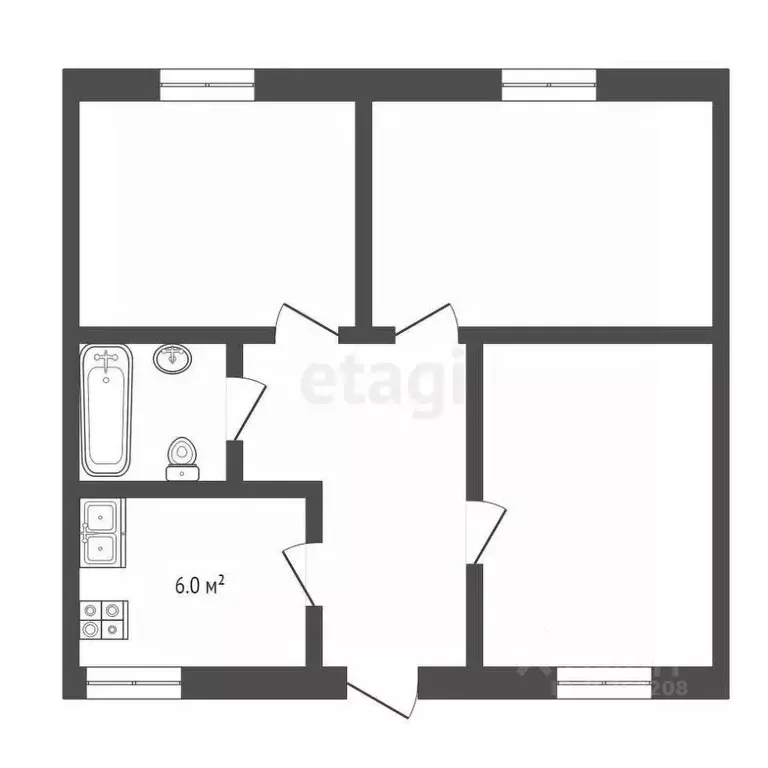 2-к кв. Коми, Сыктывкар Северная ул., 51А (56.4 м) - Фото 1