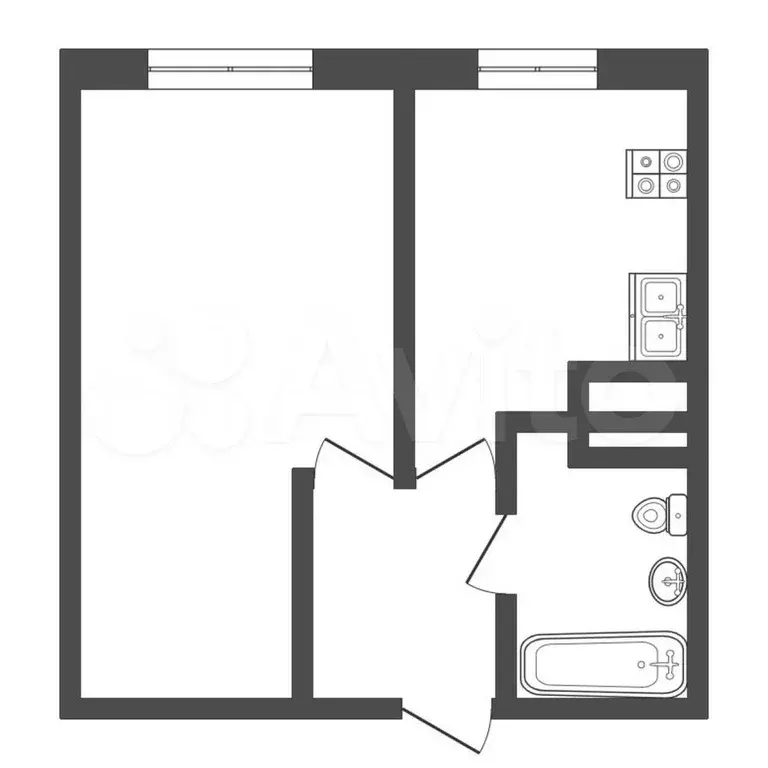 1-к. квартира, 30,6 м, 1/5 эт. - Фото 0