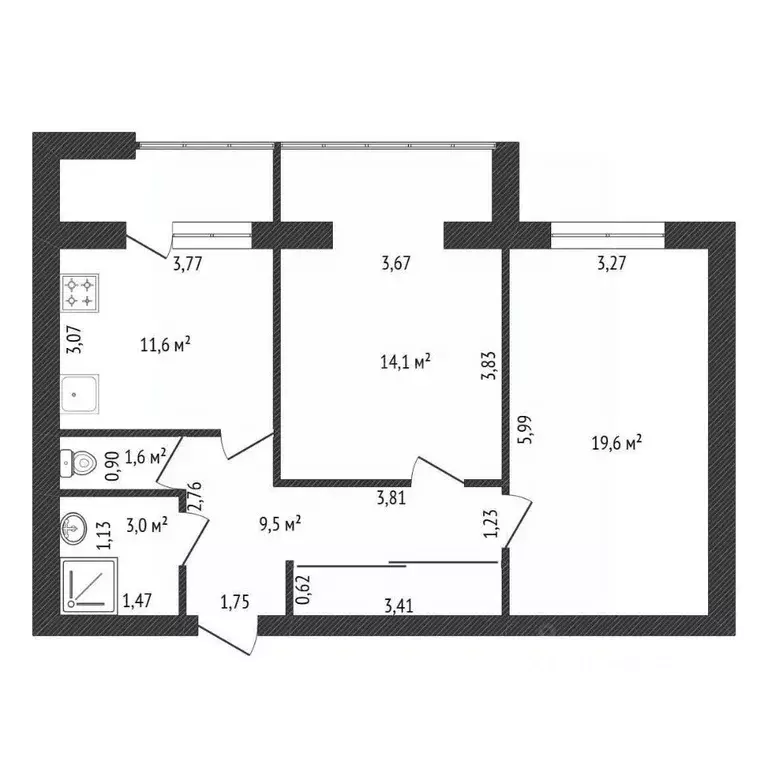 2-к кв. Башкортостан, Уфа бул. Ибрагимова, 53 (65.2 м) - Фото 2