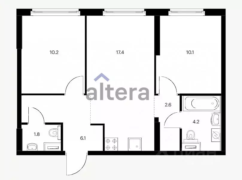 2-к кв. Татарстан, Казань ул. Анаса Тазетдинова, 8А (52.4 м) - Фото 1