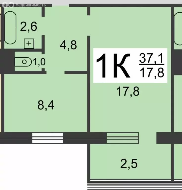 1-комнатная квартира: Нижний Новгород, проспект Ильича, 43к2 (36.8 м) - Фото 1