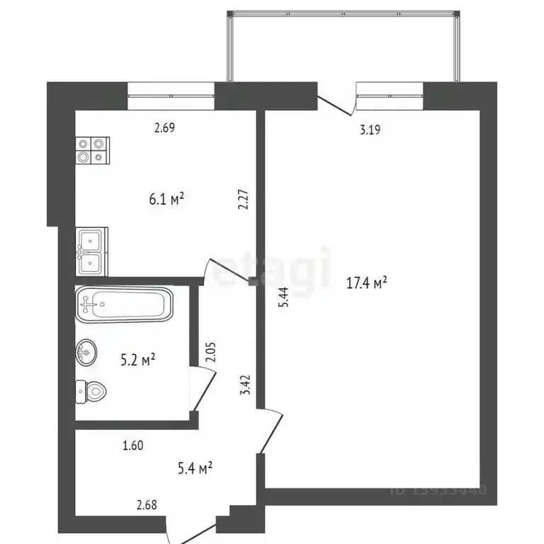 1-к кв. Тюменская область, Тюмень ул. Мамина-Сибиряка, 20 (32.0 м) - Фото 2