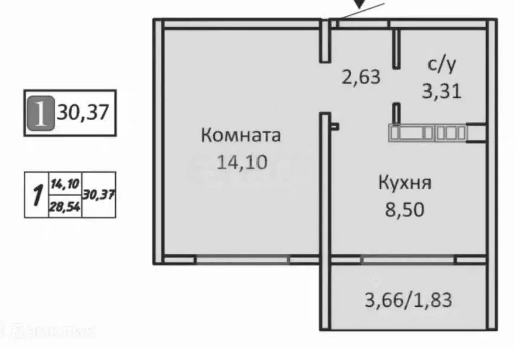 1-к кв. Оренбургская область, Оренбург Планерная ул., 4 (30.4 м) - Фото 1