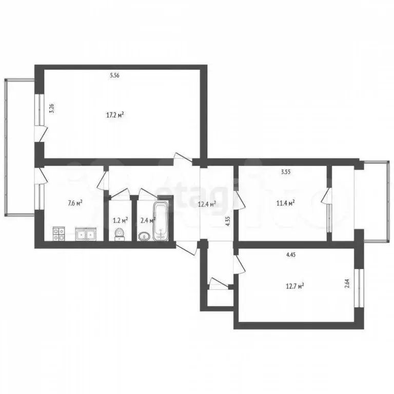 3-к. квартира, 65 м, 2/5 эт. - Фото 0