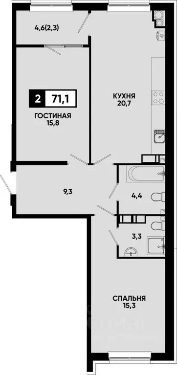 2-к кв. Ставропольский край, Кисловодск Моя Легенда жилой комплекс ... - Фото 1