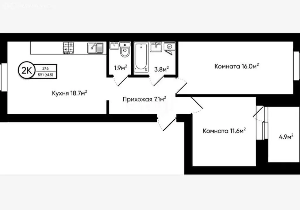 2-комнатная квартира: Ковров, Дубовая улица, 2 (61.5 м) - Фото 0