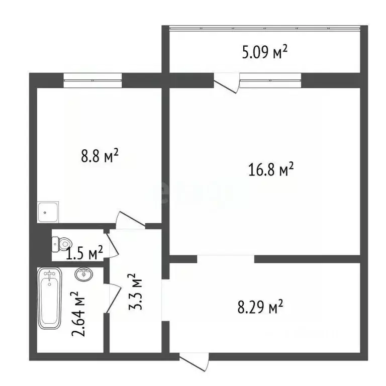 1-к кв. Красноярский край, Красноярск ул. Кутузова, 77а (42.0 м) - Фото 2