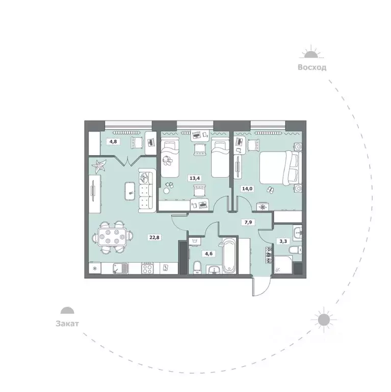 2-к кв. Вологодская область, Вологда Медуницинская ул., 13 (70.8 м) - Фото 1