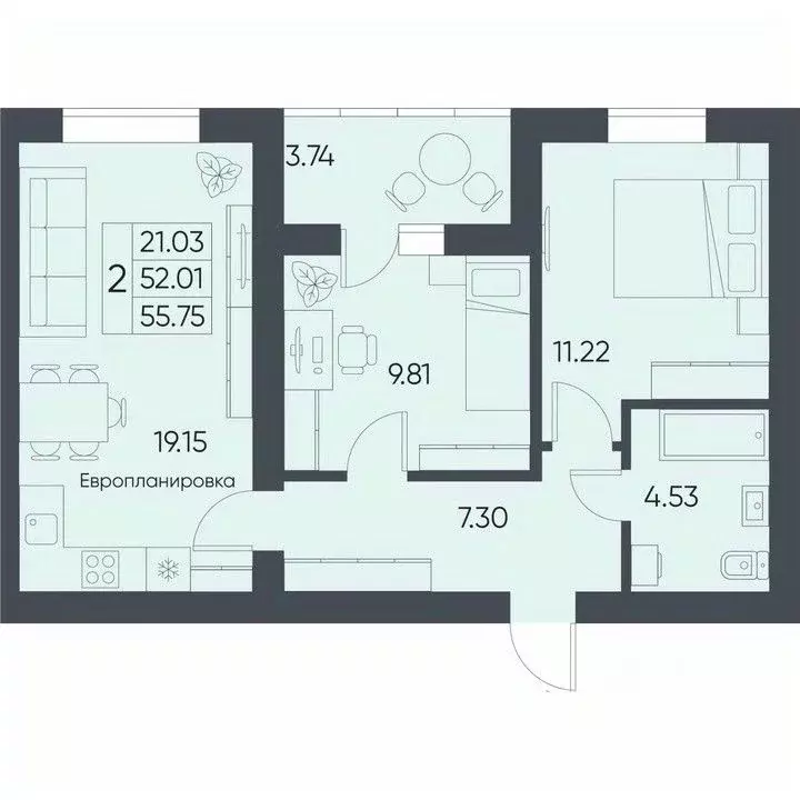 2-к кв. Саратовская область, Татищево рп  (55.75 м) - Фото 1