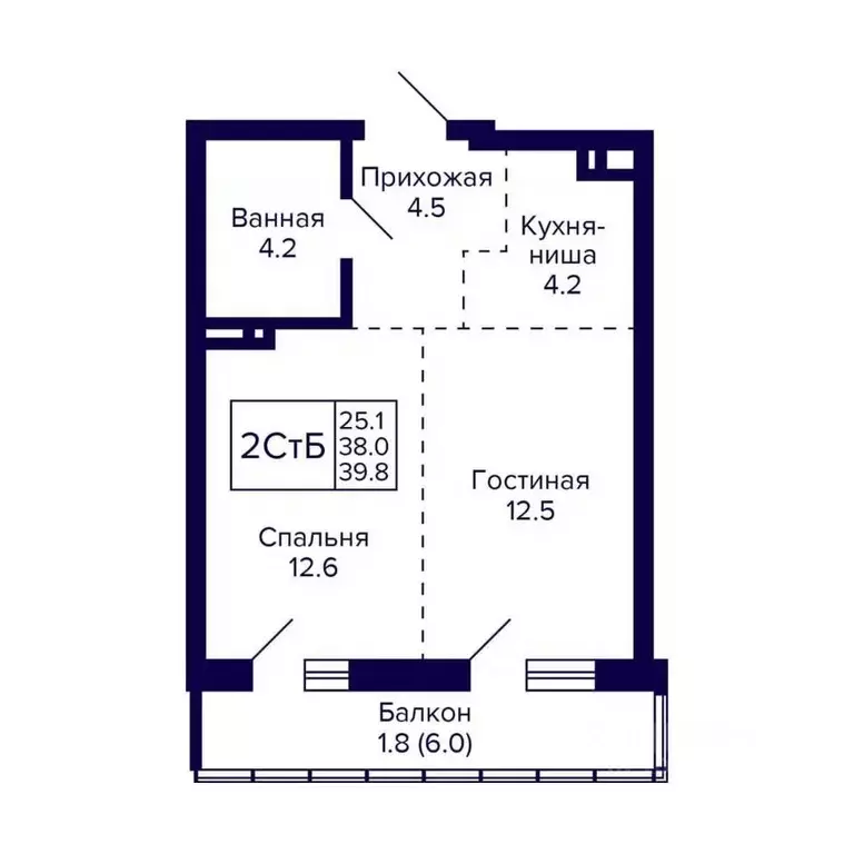 2-к кв. Новосибирская область, Новосибирск ул. Фрунзе, 1 (39.8 м) - Фото 0