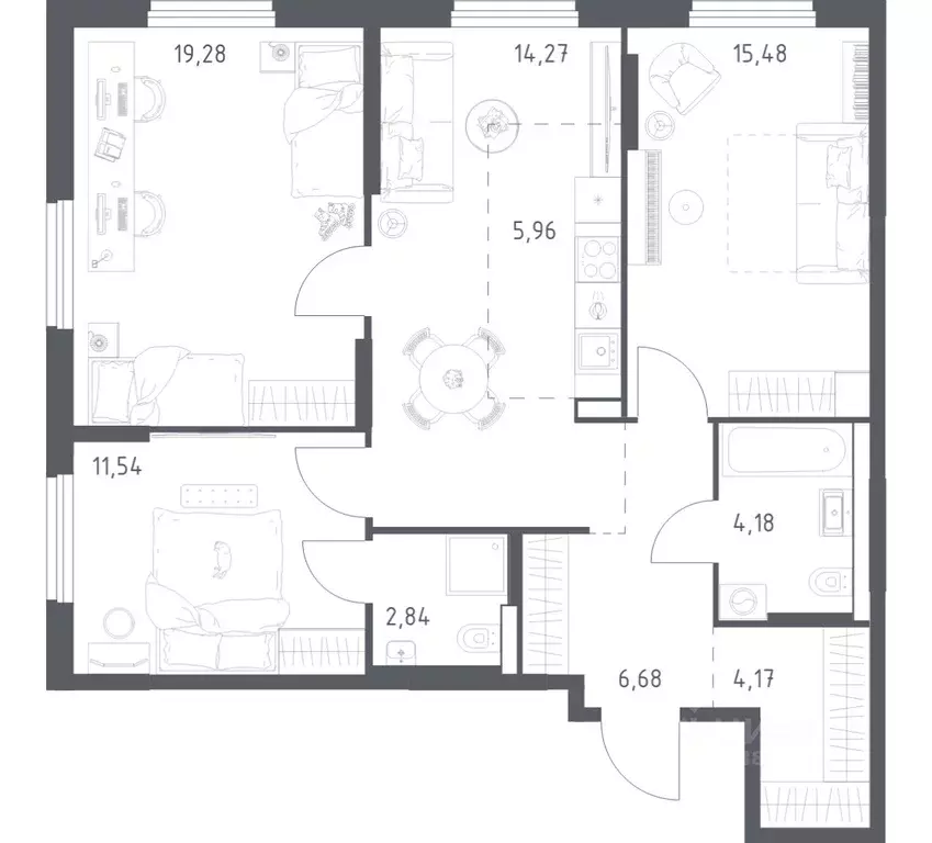3-к кв. Башкортостан, Уфа ул. Минигали Губайдуллина, 8к9 (84.4 м) - Фото 1