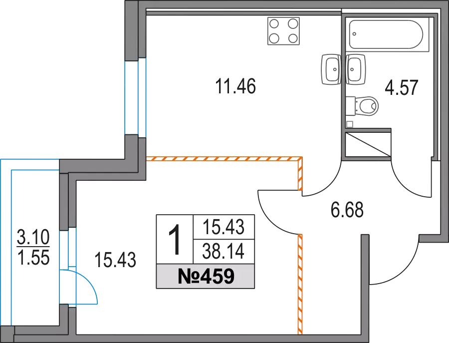 Продаётся 1-к квартира, 38.14 м - Фото 1