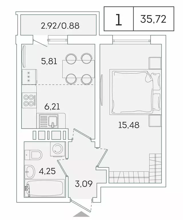 1-комнатная квартира: Мурино, Екатерининская улица, 11 (34.8 м) - Фото 0