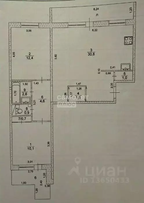 3-к кв. Ульяновская область, Ульяновск ул. Рябикова, 27 (64.6 м) - Фото 2