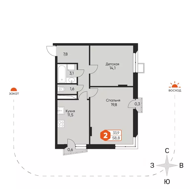 2-к кв. Московская область, Химки Сходня мкр, ул. Фрунзе, 30 (58.2 м) - Фото 1