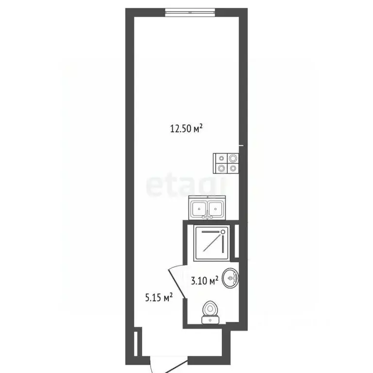 Студия Санкт-Петербург просп. Стачек, 64 (19.6 м) - Фото 2