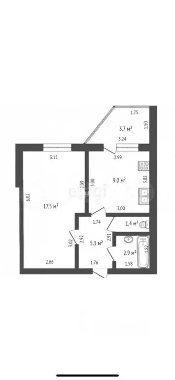 1-к кв. Башкортостан, Стерлитамак ул. Николаева, 18 (35.9 м) - Фото 2