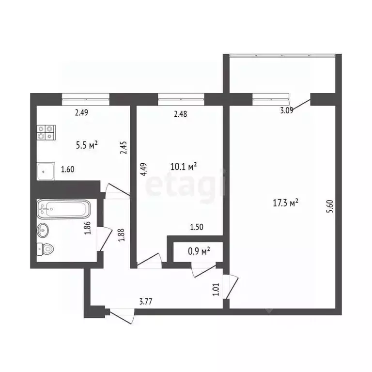 2-к кв. Самарская область, Самара Ставропольская ул., 82 (43.2 м) - Фото 2