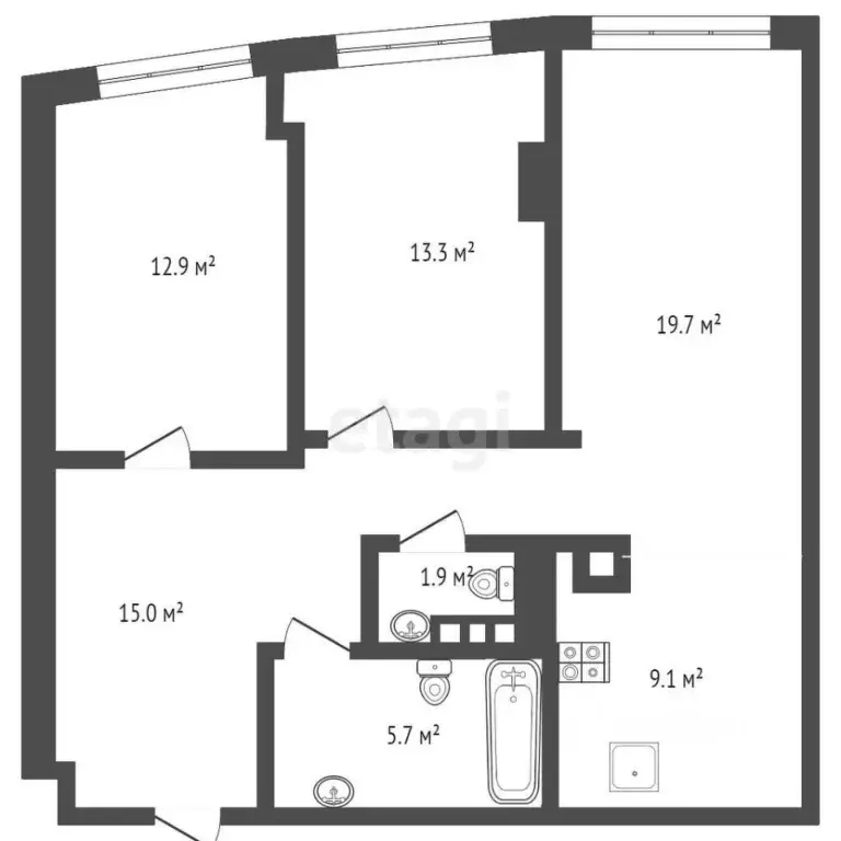 3-к кв. Ростовская область, Ростов-на-Дону Береговая ул., 6 (77.0 м) - Фото 1