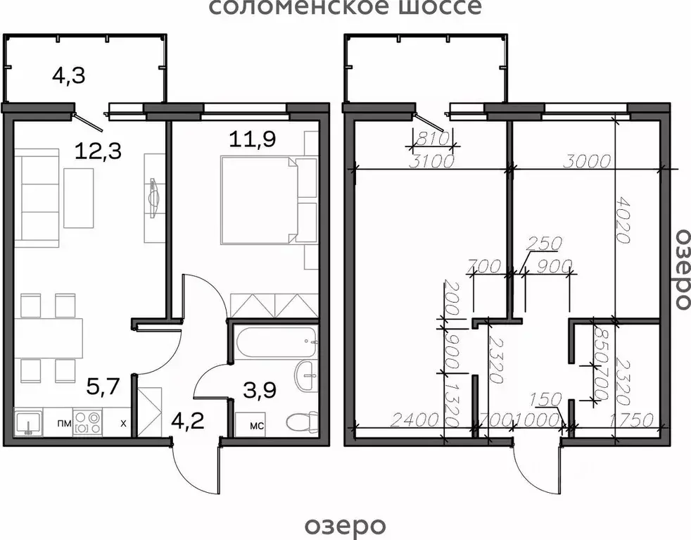 2-к кв. Карелия, Петрозаводск ул. Тапиола, 2к2 (42.3 м) - Фото 0