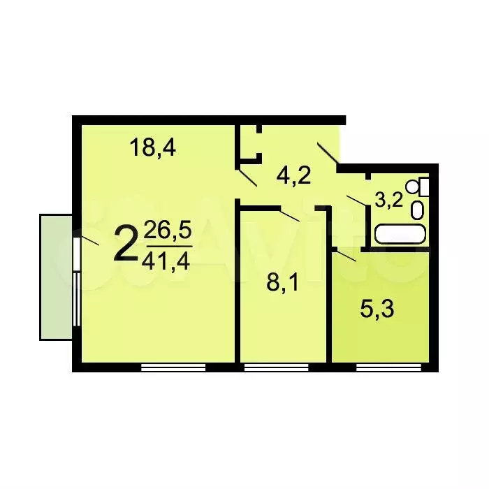 Аукцион: 2-к. квартира, 41,2 м, 3/5 эт. - Фото 0