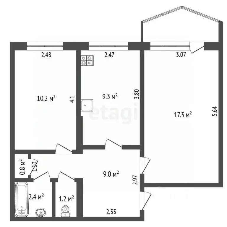 2-к кв. Саха (Якутия), Якутск ул. Можайского, 17/6 (50.0 м) - Фото 1