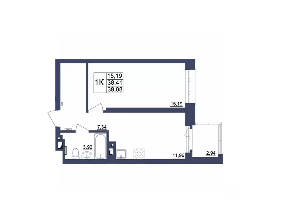 1-к кв. Башкортостан, Уфа Космос жилой комплекс, лит1 (39.88 м) - Фото 1