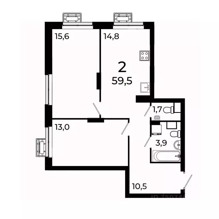 2-к кв. Нижегородская область, Нижний Новгород ул. Коперника, 15 (59.5 ... - Фото 1