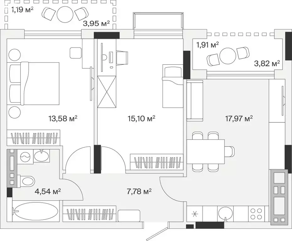 2-комнатная квартира: Малое Исаково, Первая улица, 1к2 (62.36 м) - Фото 1