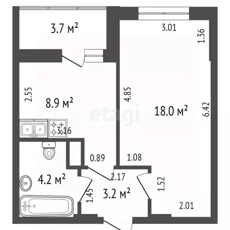 1-к кв. Санкт-Петербург ул. Федора Котанова, 13к1 (34.3 м) - Фото 1