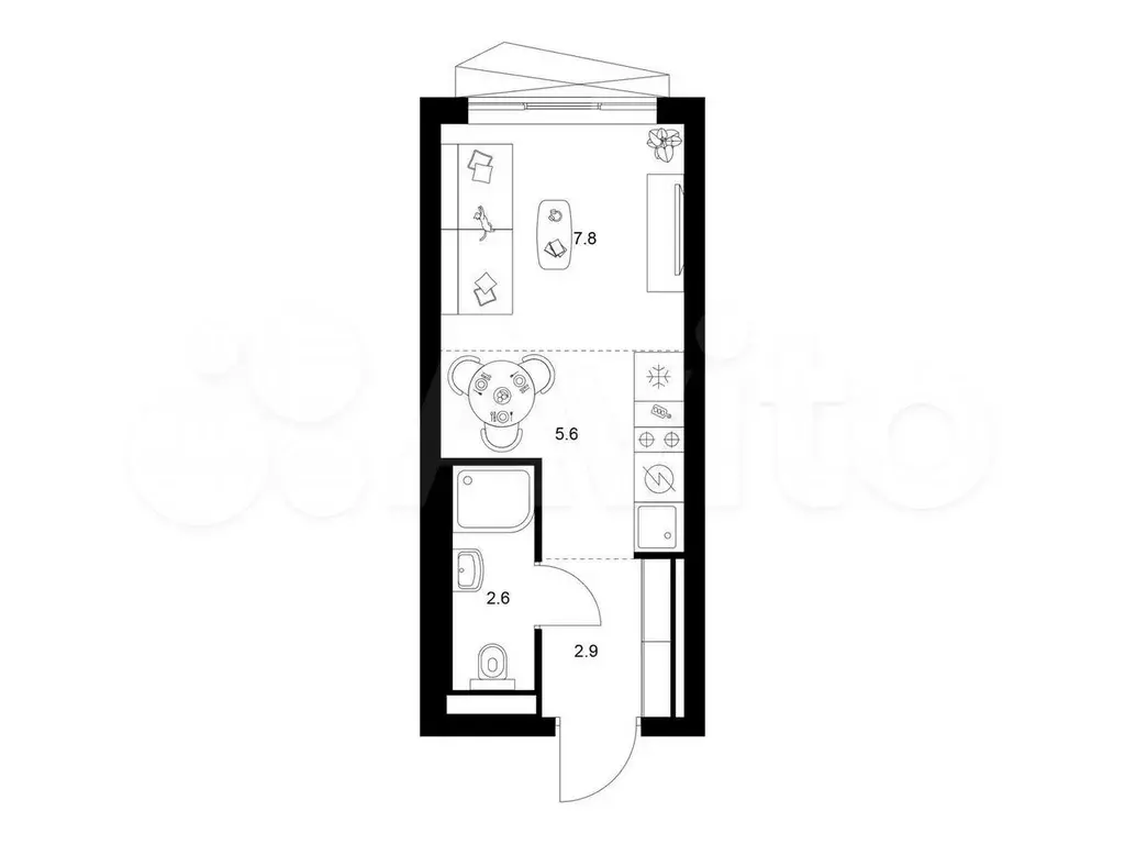 Квартира-студия, 18,9 м, 17/38 эт. - Фото 0