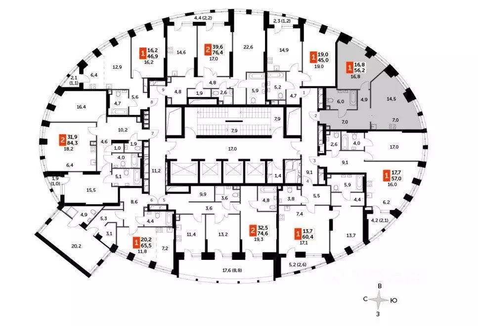 2-к кв. Москва Сидней Сити жилой комплекс, к2/2 (56.2 м) - Фото 1