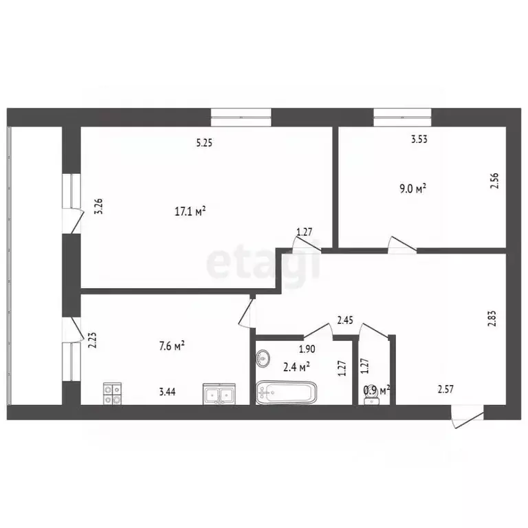 2-к кв. Тюменская область, Тобольск ул. Ленина, 196 (46.4 м) - Фото 2