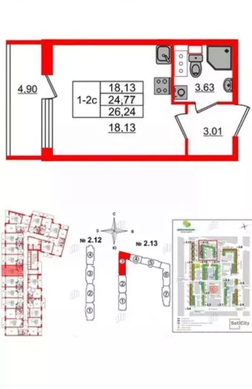 Студия Ленинградская область, Мурино Всеволожский район, просп. ... - Фото 2