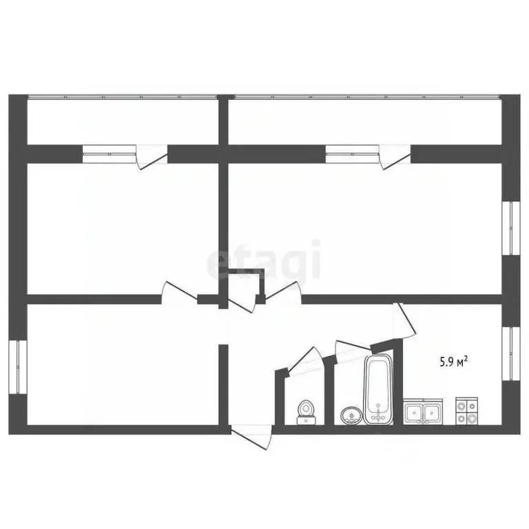 3-к кв. Вологодская область, Череповец ул. Бабушкина, 4 (61.2 м) - Фото 2