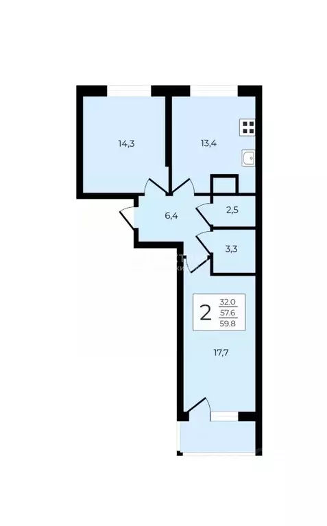 2-к кв. Московская область, Красногорск бул. Космонавтов, 11 (59.8 м) - Фото 2