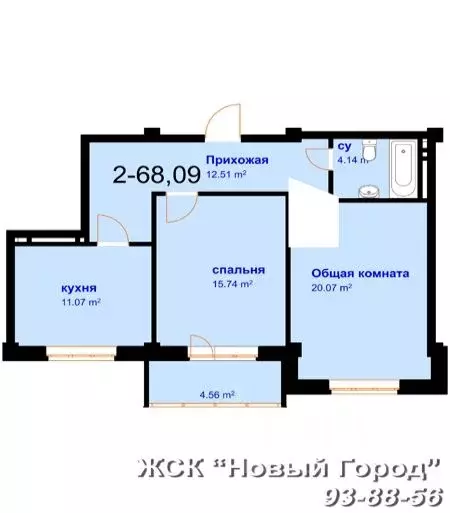 2-к кв. Дагестан, Махачкала ул. Шелковая, 12 (68.0 м) - Фото 0