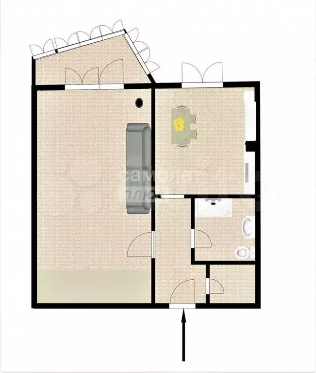 1-к. квартира, 40 м, 7/9 эт. - Фото 1