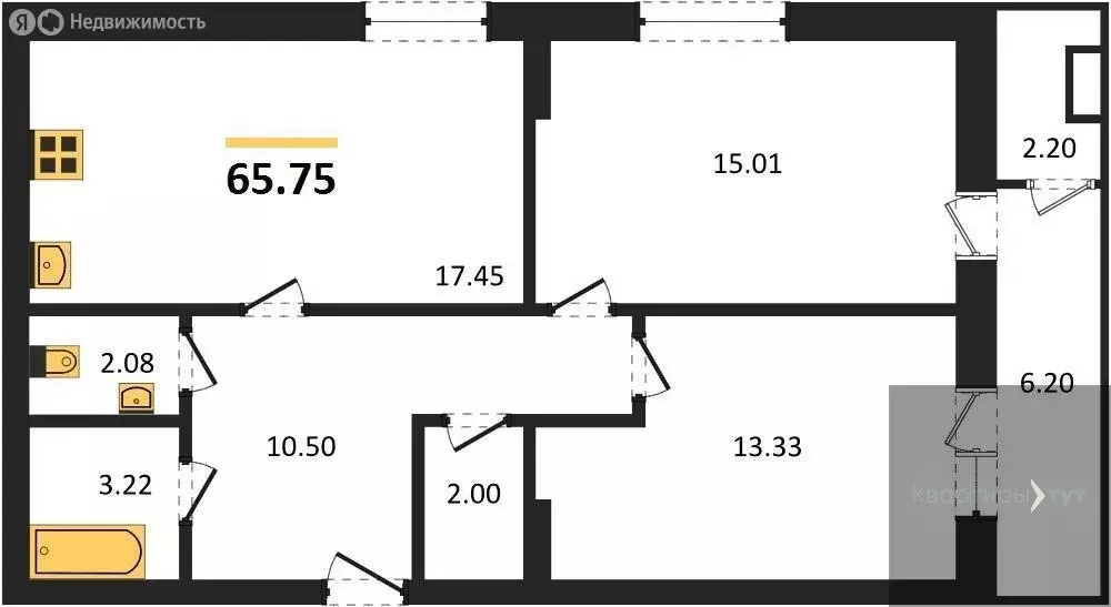 2-комнатная квартира: Воронеж, Донбасская улица, 25к2 (65.75 м) - Фото 0