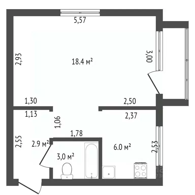 1-к кв. Амурская область, с. Тамбовка ул. Пионерская, 14 (32.4 м) - Фото 1