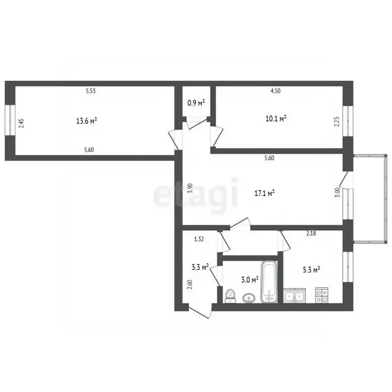 3-к кв. Крым, Феодосия ул. Федько, 32 (53.3 м) - Фото 2