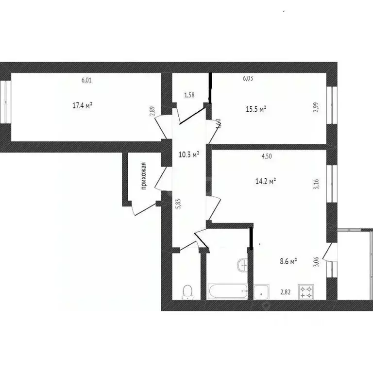 3-к кв. Вологодская область, Вологда Ярославская ул., 31Б (76.5 м) - Фото 2