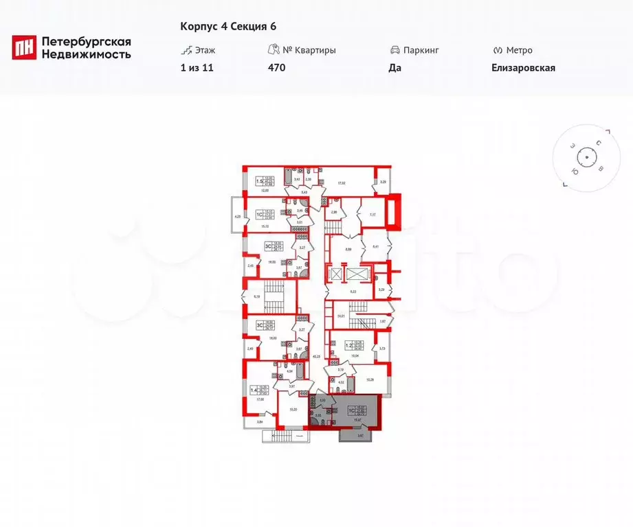 Квартира-студия, 21,6 м, 1/11 эт. - Фото 1