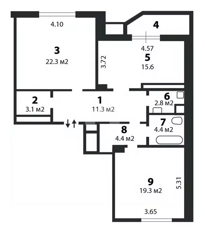 3-к кв. Москва Мосфильмовская ул., 88к2с7 (83.1 м) - Фото 2